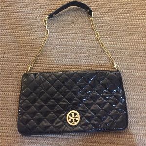 Tory Burch Patent Black Quilted Purse